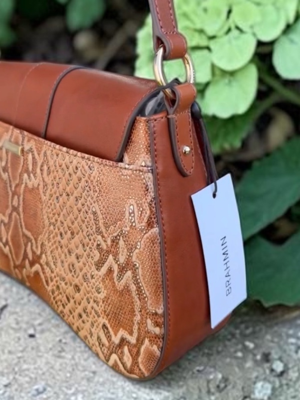 Brahmin Nerida multi Wailua snake embossed leather buckle shoulder bag NWT RARE - Picture 7 of 15
